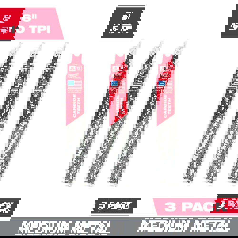 Reciprocating Saw Blades; Blade Material: Carbide ; Blade Length (Inch): 6 ; Blade Width (Inch): 1 ; Teeth Per Inch: 10 ; Blade Thickness (Decimal Inch): 0.0500 ; Profile Shape: Straight